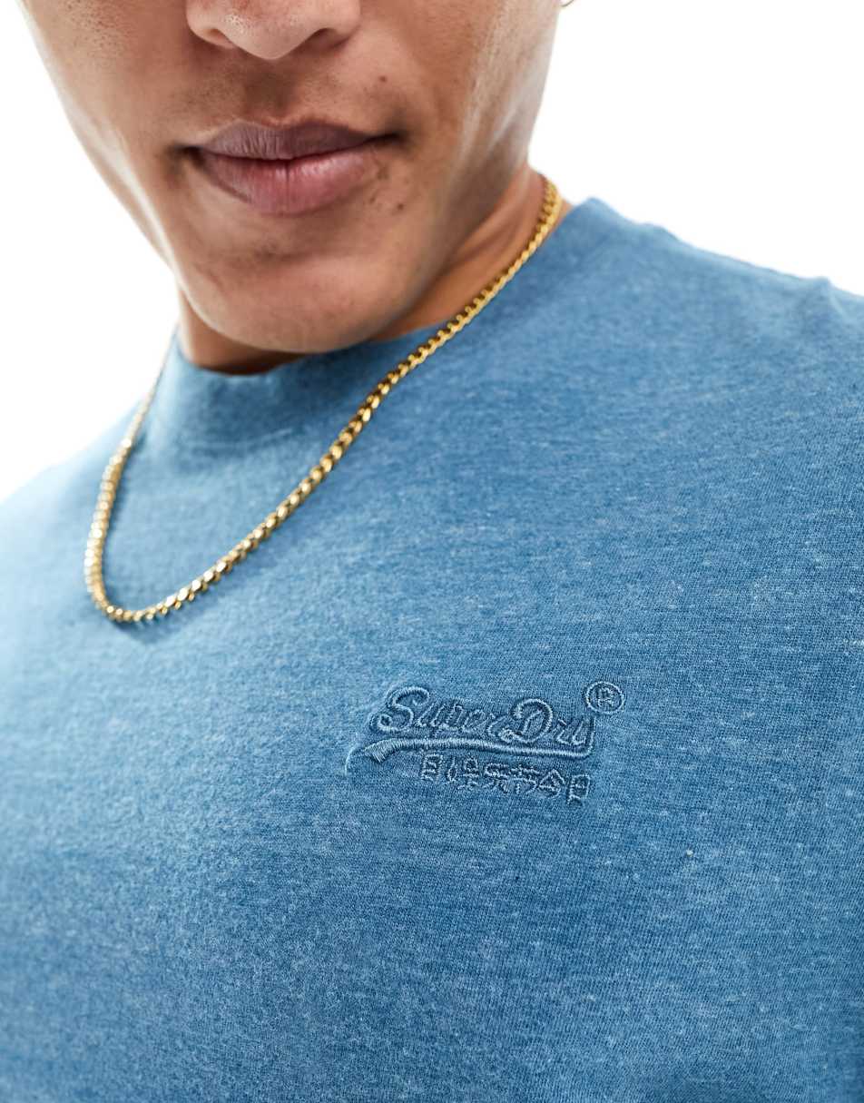 Superdry vintage logo embroidered tshirt in Blue Marl 0