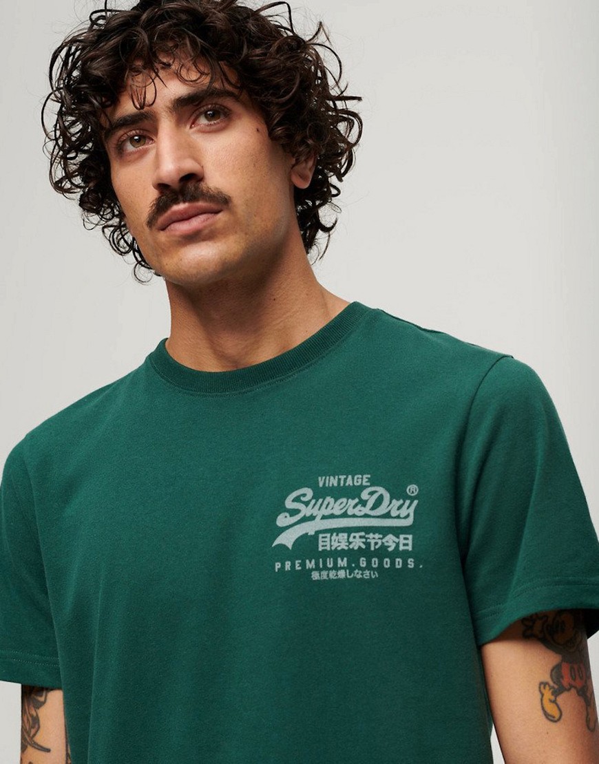 Superdry Vintage logo heritage chest t-shirt in bengreen marl
