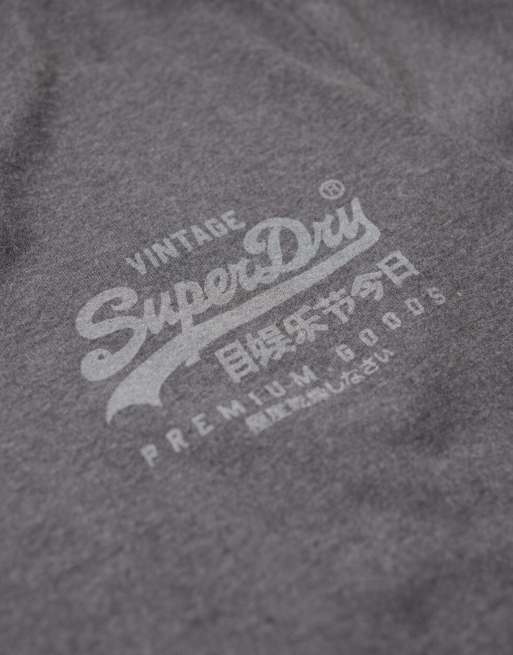 Superdry Vintage logo heritage chest t-shirt in granite grey marl, 2 of 6
