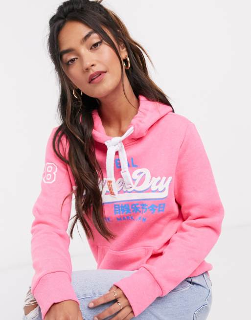 Superdry Vintage Logo Hoodie in Pink ASOS