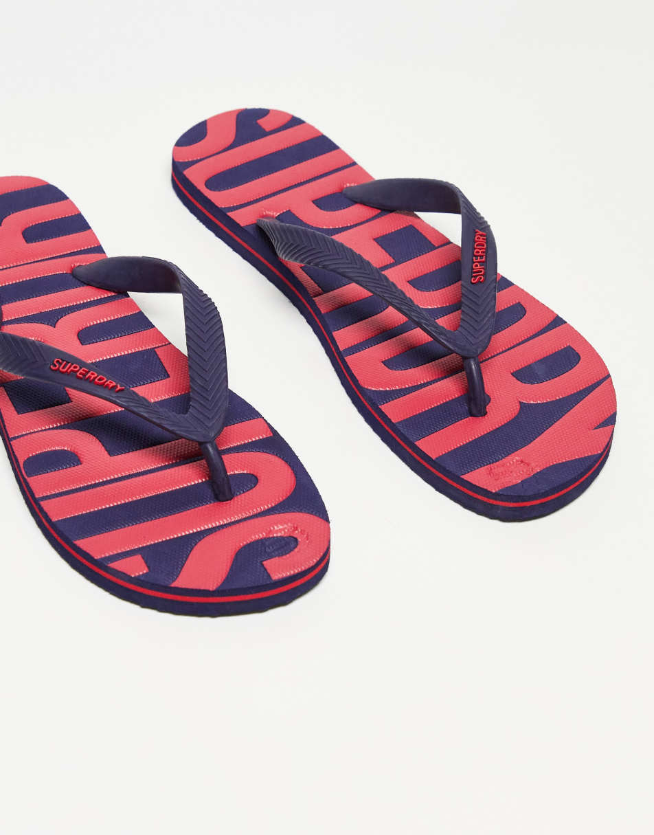 Superdry vintage logo vegan flip flops in navy