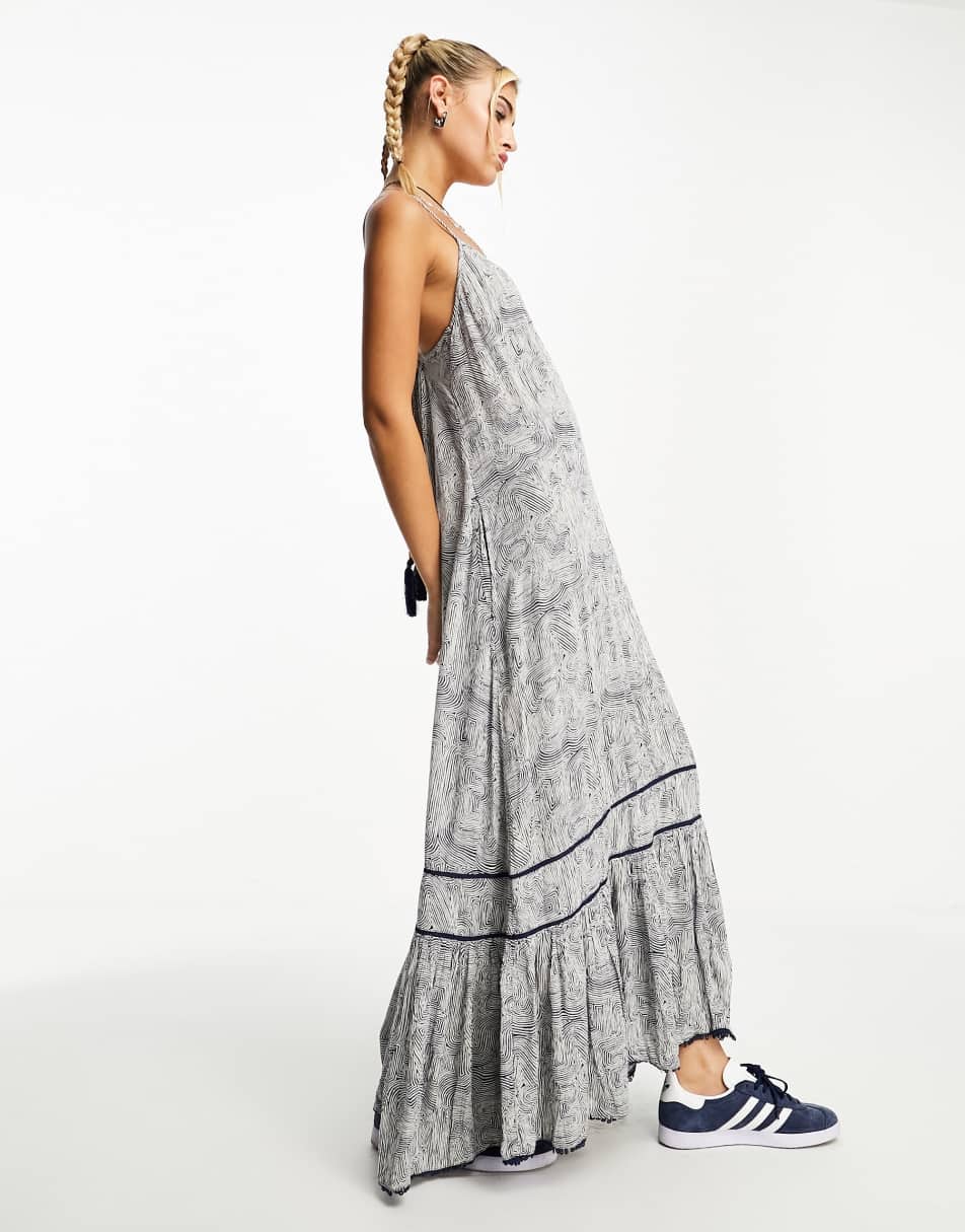 Superdry vintage long beach cami dress in navy