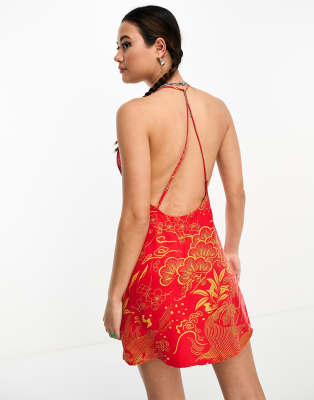 superdry teagan halter dress vintage mini slip in red clothing online