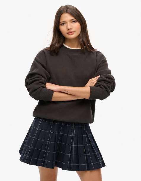 Superdry vintage pleated mini skirt in Vintage Navy Check