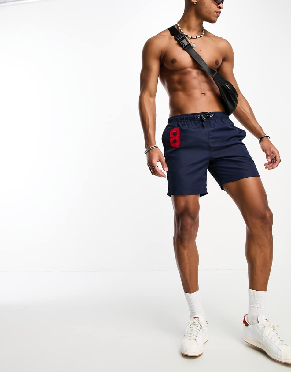 Superdry vintage polo swim shorts in navy - NAVY 1