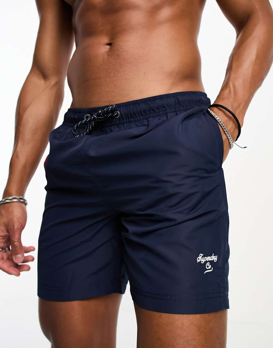 Superdry vintage polo swim shorts in navy - NAVY 2