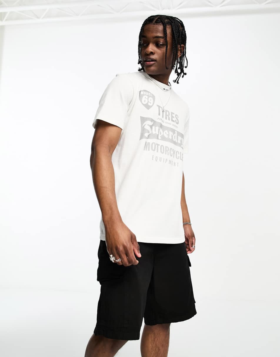 Superdry vintage reworked classic t-shirt in cream