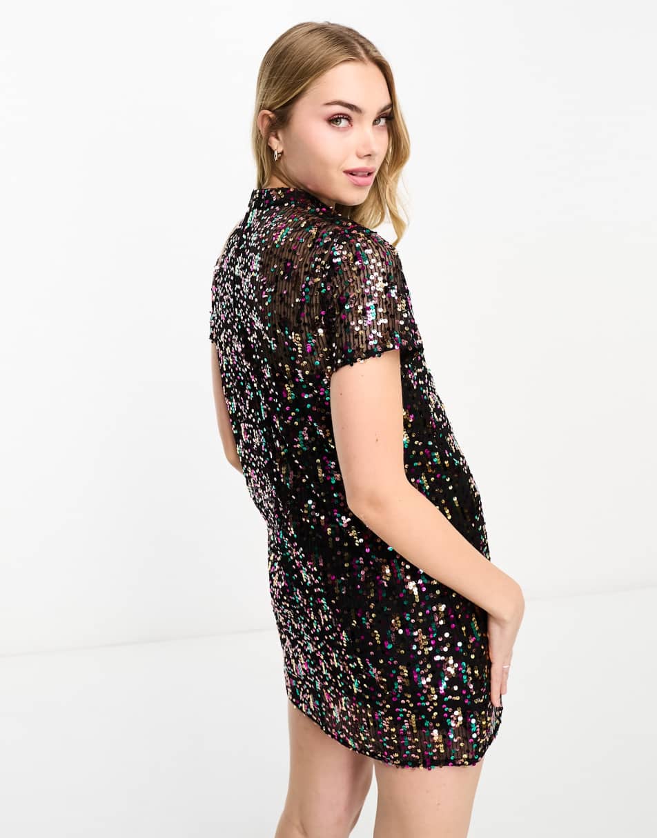 Superdry vintage sequin t-shirt dress in Multi Col Sequin 2