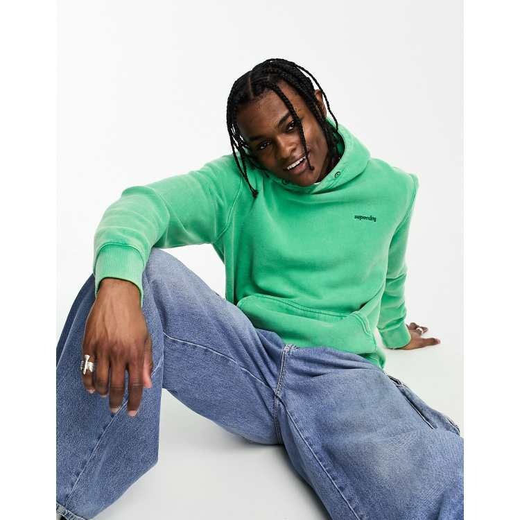 Superdry vintage small logo hoodie in bright green ASOS