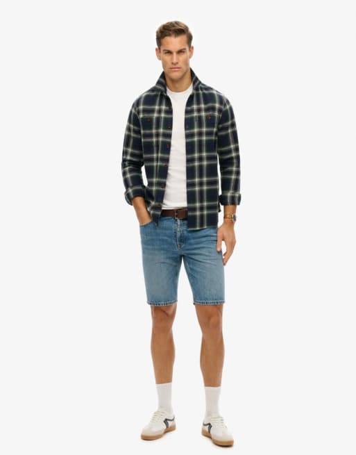Superdry Vintage straight shorts in angeles vintage mid blue