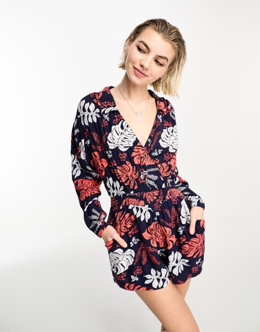 Superdry – Vintage – Strand-Playsuit in Marineblau