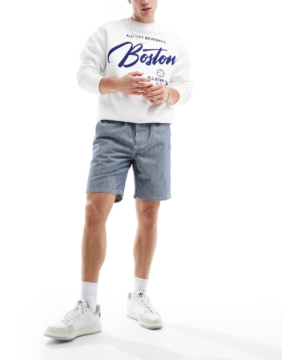 Superdry vintage stripe shorts in blue
