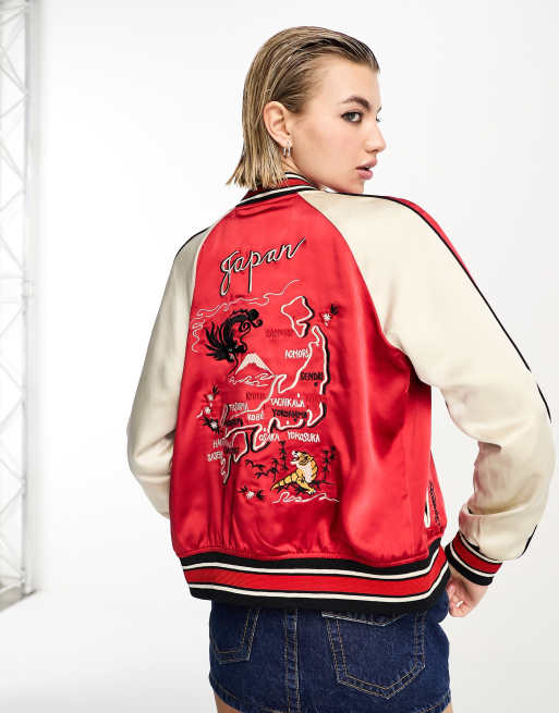 Superdry – Vintage-Sukajan-Jacke in Rot
