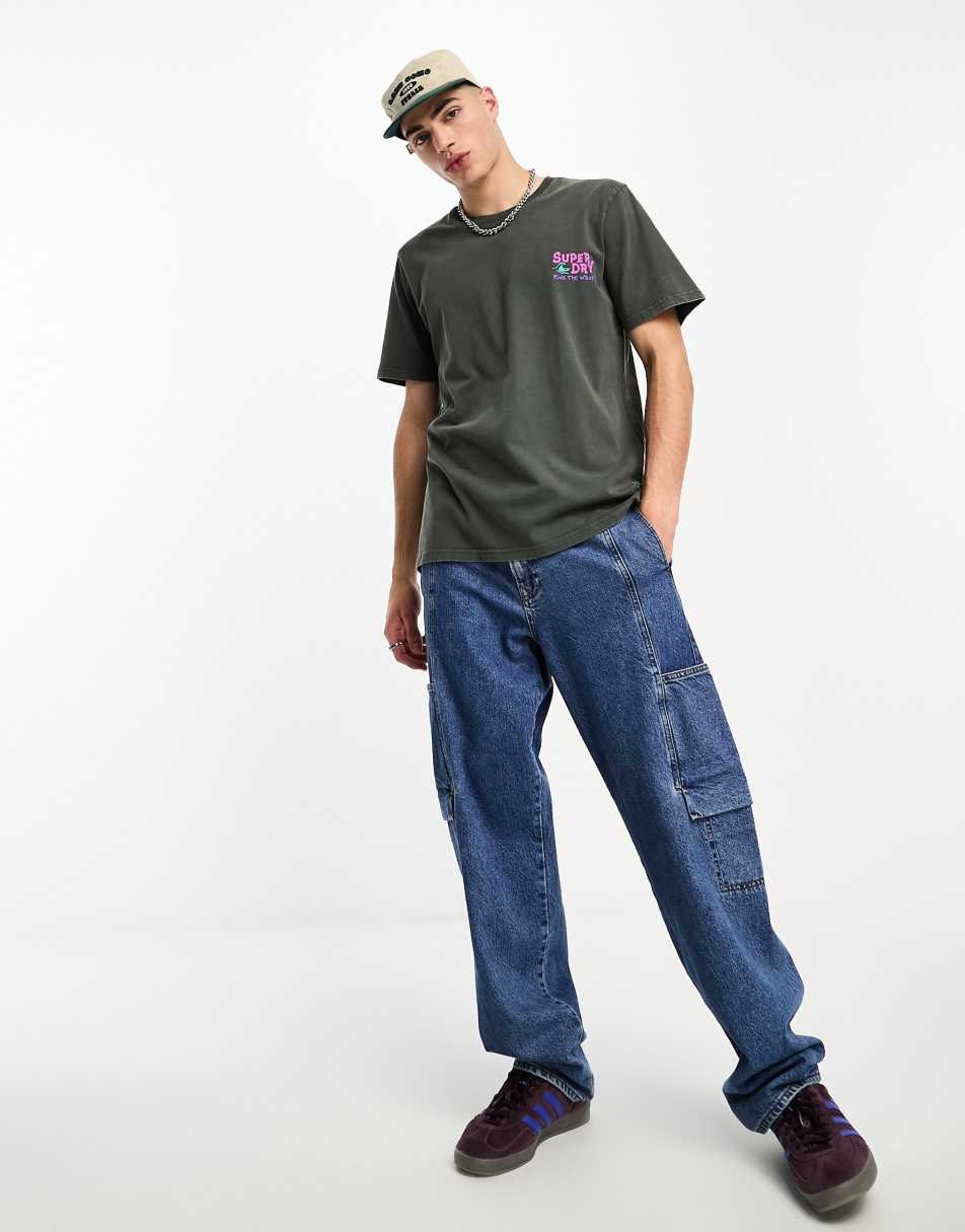 Superdry vintage surf logo t-shirt in grey 1