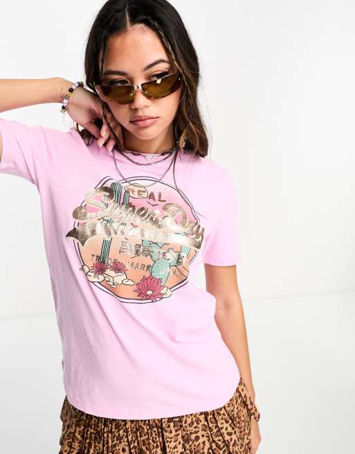 Superdry - Vintage - T-shirt met narratief-print in lavendel