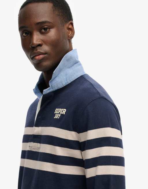 Superdry - Vintage - Top style rugby avec bandes sur la poitrine - Bleu marine, 1 de 4