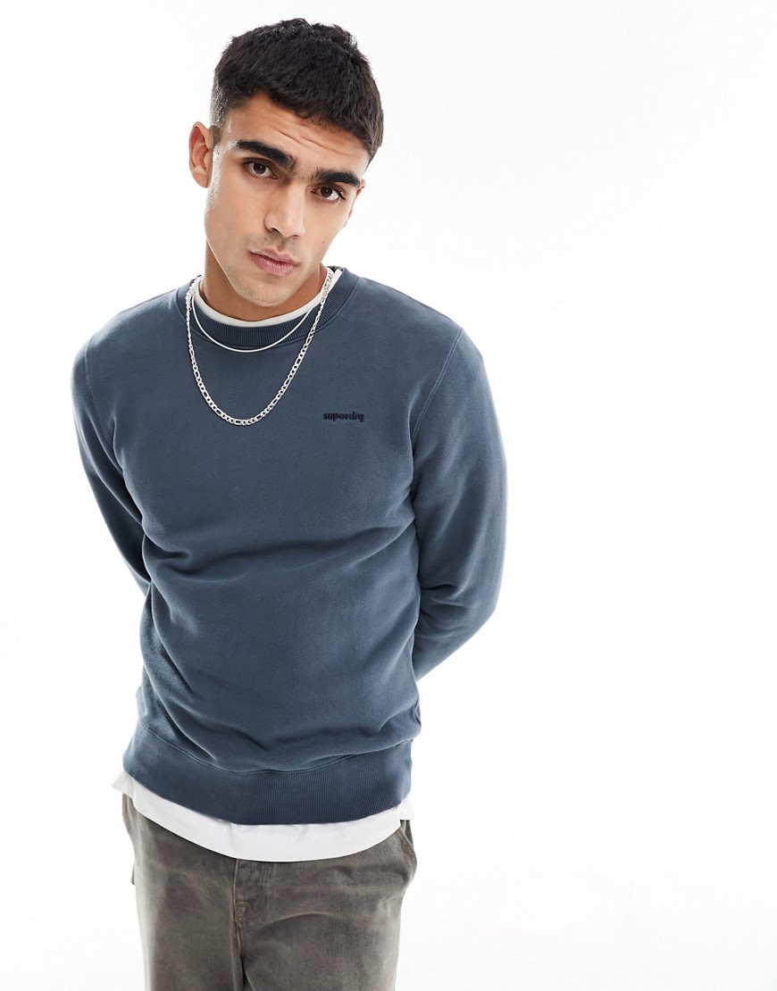 Superdry vintage washed sweat-shirt in Eclipse Navy