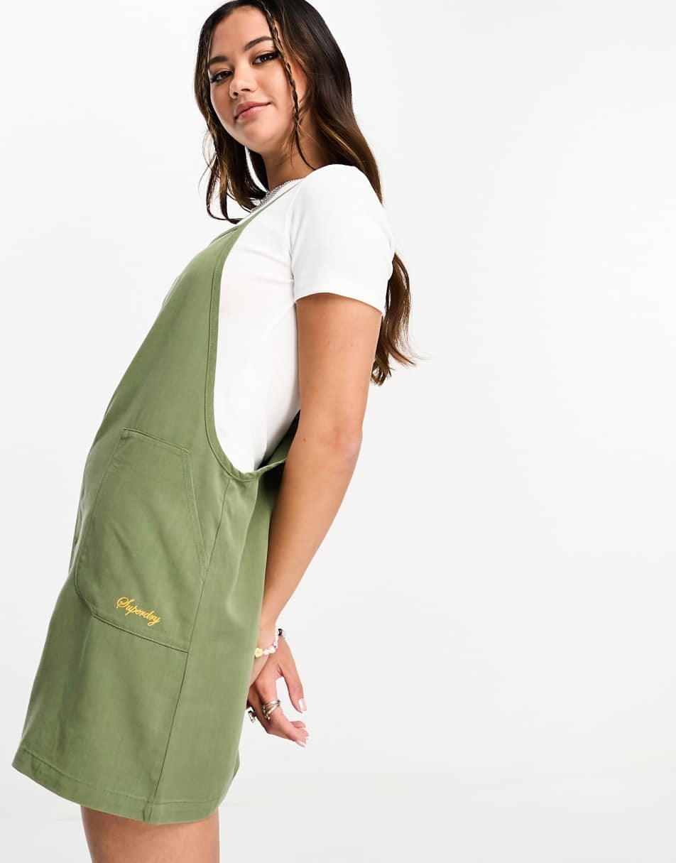 Superdry vintage woven playsuit in olive khaki