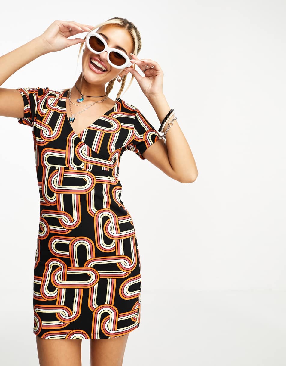 Superdry vintage wrap day dress in black