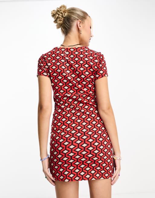 Superdry vintage wrap day dress in orange ASOS