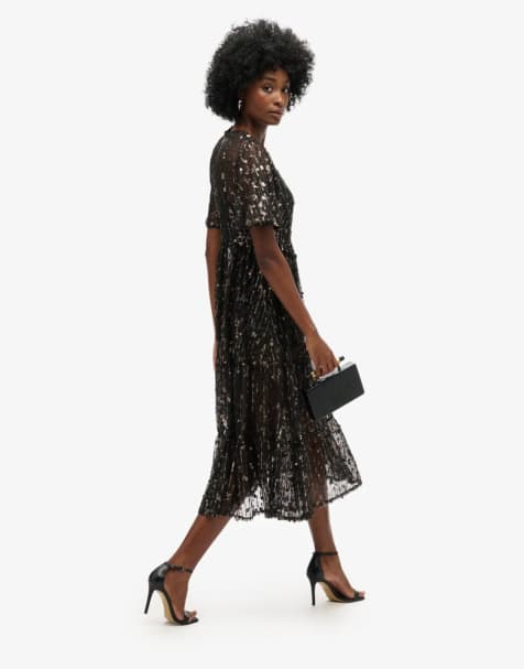 Superdry Volume tiered mesh midi dress in stadium grey grit - view 1