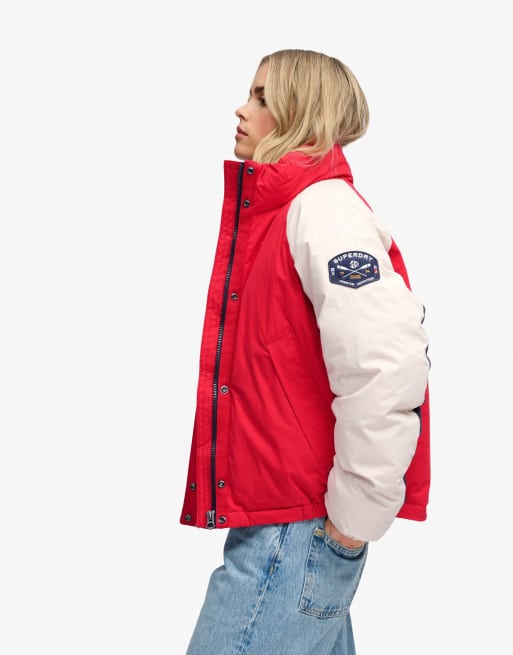 Superdry wattierte Shelljacke aus Baumwolle in Tango-Rot, 2 von 7