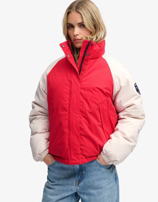 Superdry wattierte Shelljacke aus Baumwolle in Tango-Rot, 3 von 7