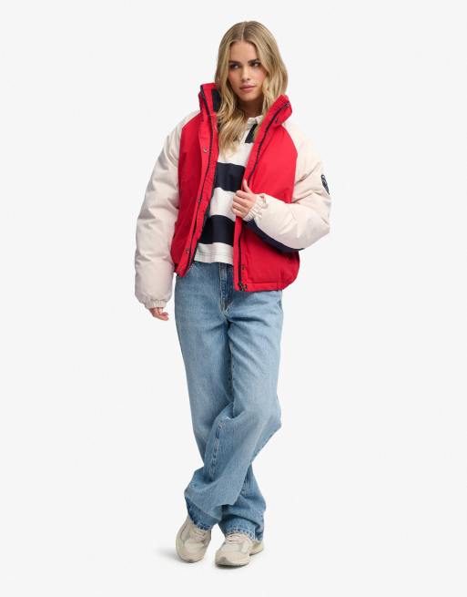 Superdry wattierte Shelljacke aus Baumwolle in Tango-Rot, 4 von 7