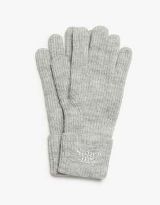 Weiche, gerippte Strickhandschuhe in meliertem Kreidegrau Grau One Size