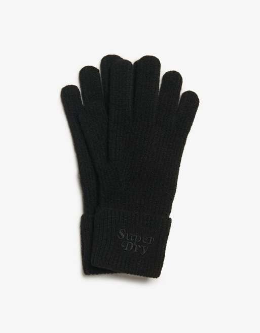 Superdry – Weiche, gerippte Strickhandschuhe in Schwarz, 4 von 4