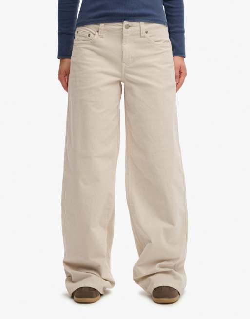 Superdry – Weite Mini-Cordhose in Moonbeam-Grau mit mittelhohem Bund, 4 von 7