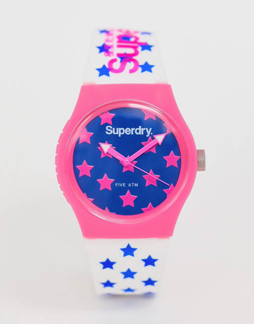 Superdry womens silicone watch with pink stars SYL168WP ASOS