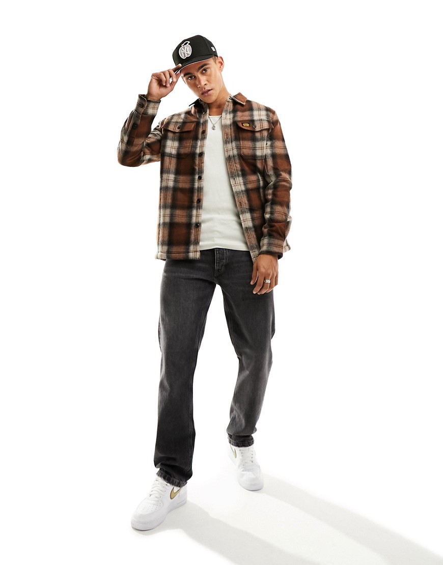 Superdry wool miller overshirt in Roderick Check Brown