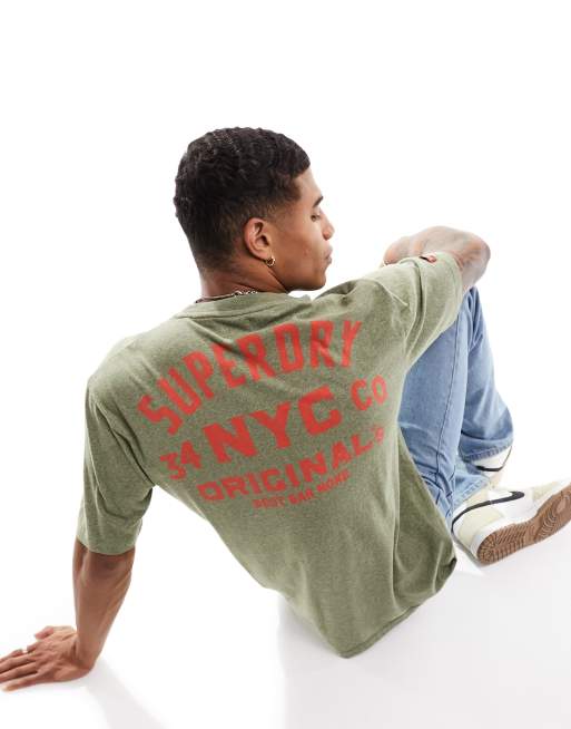 Superdry workwear chest graphic t-shirt in Hushed Olive Green Grit