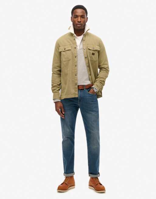 Superdry – Workwear-Hemdjacke aus Baumwoll-Canvas in Fatigue-Grün