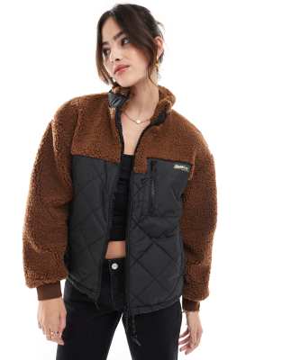 Superdry - Workwear - Hybrid-Jacke aus Fleece in Bisonbraun-Brown