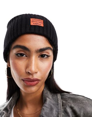 Superdry workwear knitted beanie hat in Black - ASOS Price Checker