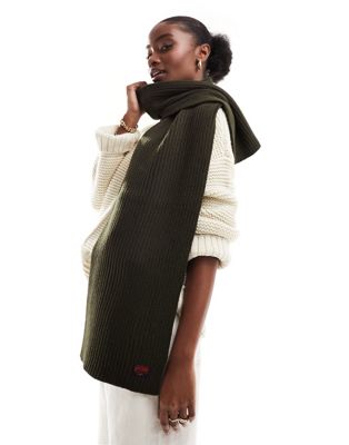 Superdry workwear knitted scarf in Surplus Goods Olive
