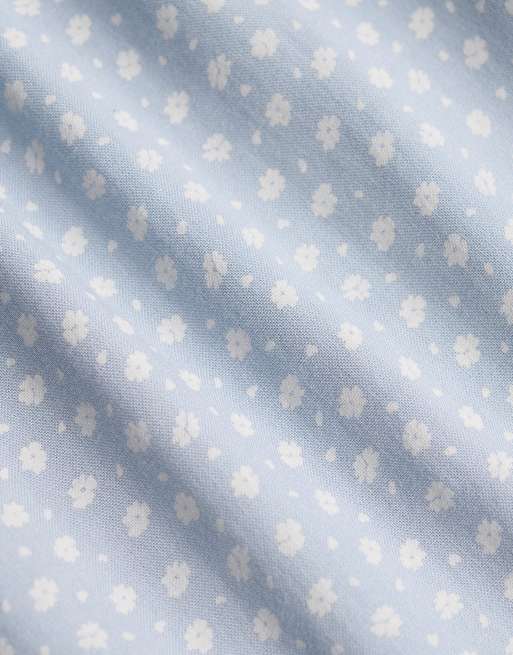 Superdry Woven tiered maxi skirt in blue fog daisy hearts, 6 of 7