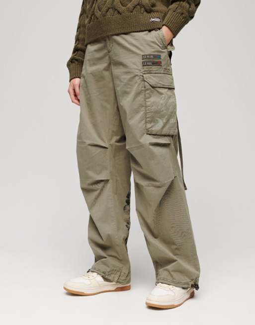 Superdry – X Ringspun – Boyfriend-Cargohose in Schnittlauchgrün