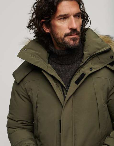 Superdry Chinook Faux Fur Parka Coat - Men's Mens Jackets