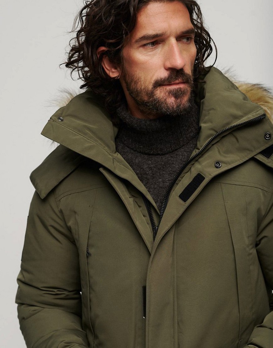 Superdry Xpd everest parka in washed khaki-Green