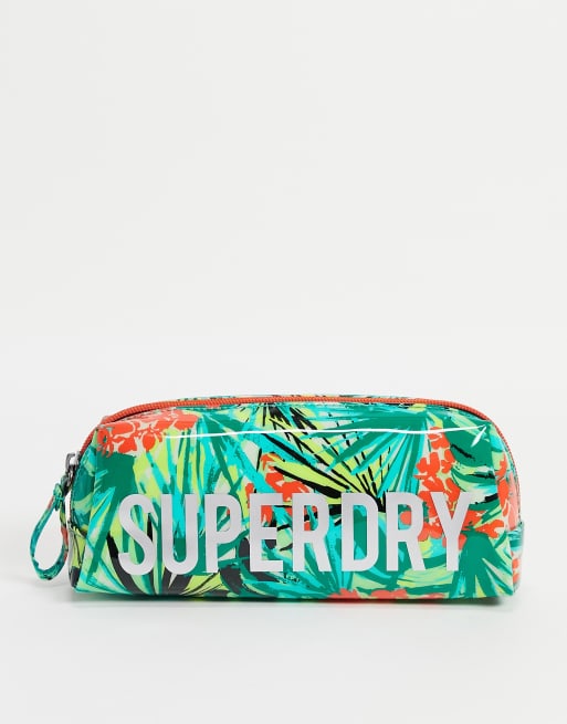 Superdry – Zielony piórnik w tropikalny wzór