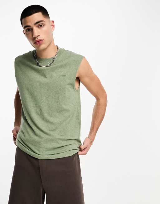 Superdry – Zielony podkoszulek z wyhaftowanym logo