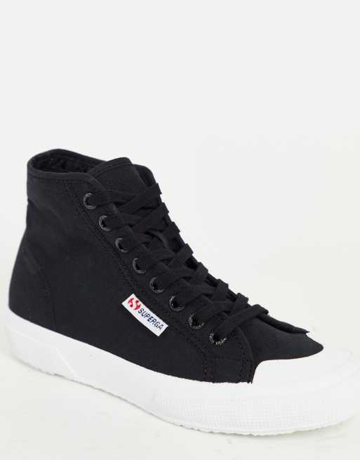Superga 2295 cot w high top trainers in black, 3 of 4