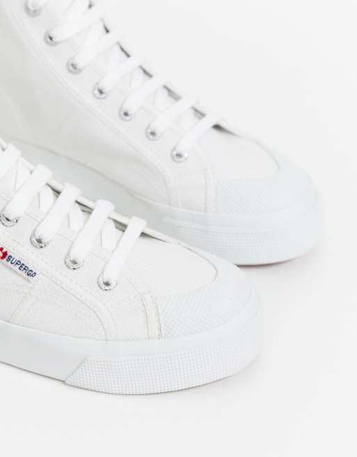 Superga 2295 Exklusive Hohe Sneaker Mit Flacher Plateausohle In Triple Weiss Asos
