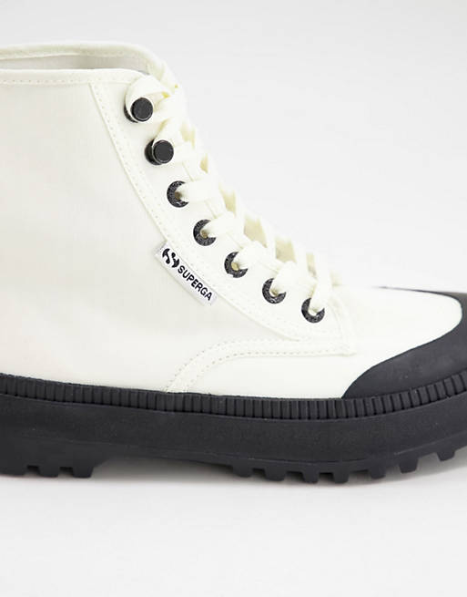  Boots/Superga 2348 Alpina lace front nylon trek boots in ecru 