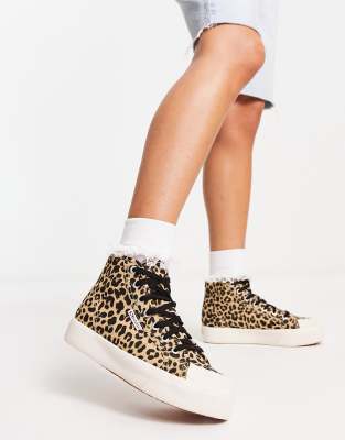 Superga 2422 Fanco hi top traines in leopard