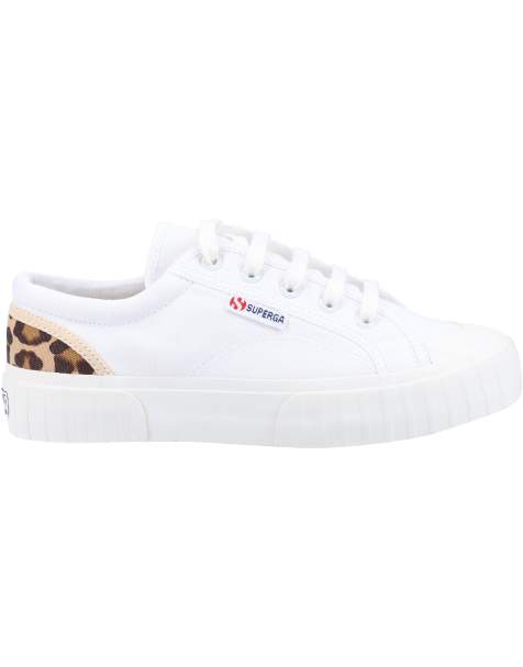 Superga 2630 stripe pad leopard shoes in white - view 1