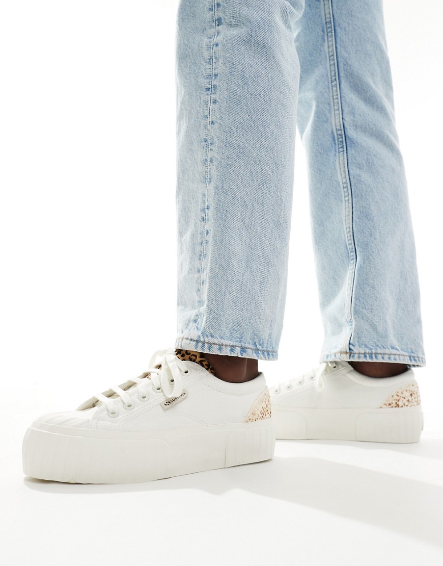 Superga 2631 calfhair details trainers in white